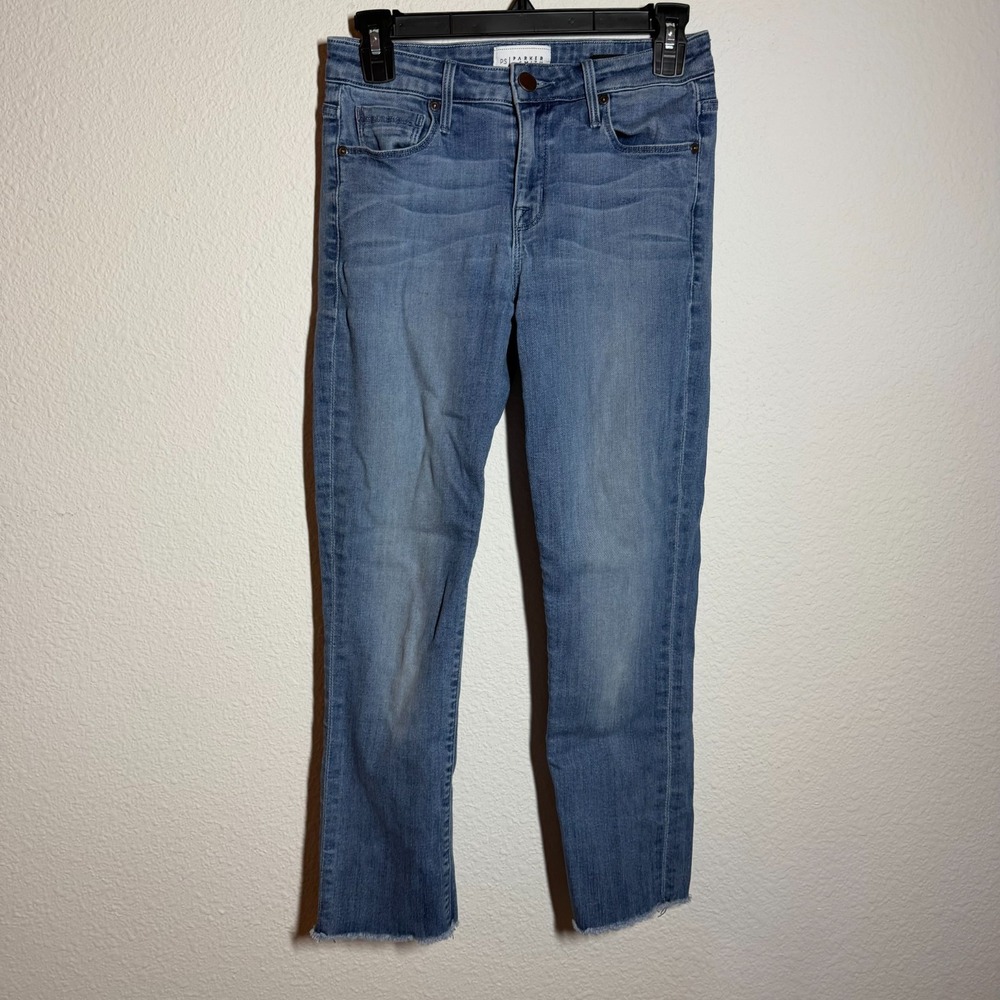 Parker Smith Straight Jeans Womens 26x24.5 Blue Medium Wash Denim Cotton Raw Hem